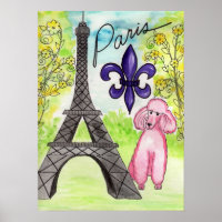 Poodle rose à Paris