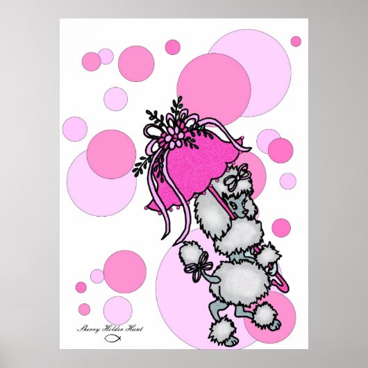 Poster Poodle rose à point (Devant)
