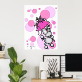 Poster Poodle rose à point (Bureau à domicile)