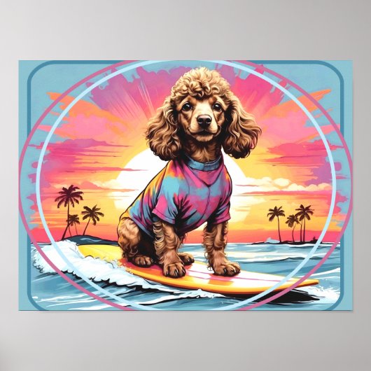 Poster Poodle Surfing (Devant)