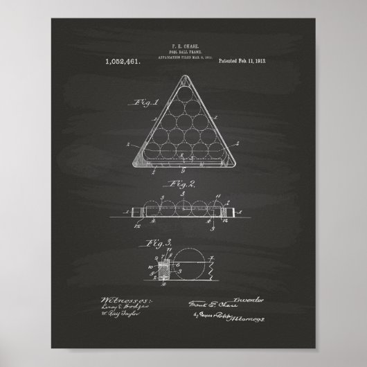 Poster Pool Ball Frame 1913 Patent Art - Chalkboard (Devant)