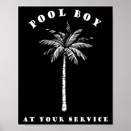 Poster Pool Boy À Votre Service Coconut Tree Fun Hallowee (Devant)