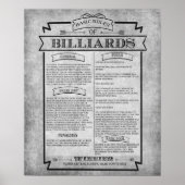 Poster Pool Room Print 8 Billiards Game Rules Poste (Devant)