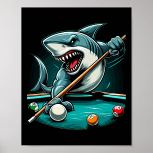 Poster Pool Shark Funny Pool Player Billard Billard 8-