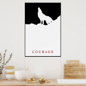 Poster Pop Art Black & White Motivational Courage Wolf (Cuisine)