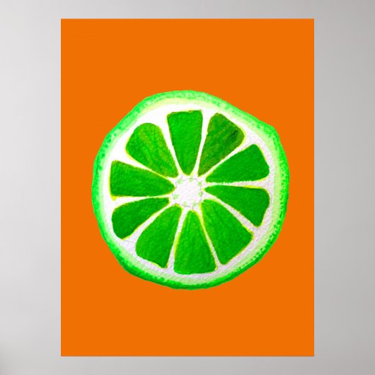 Poster Pop art bright lime fruit original watercolour (Devant)