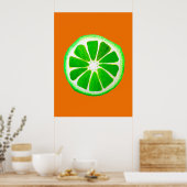 Poster Pop art bright lime fruit original watercolour (Cuisine)