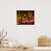 Poster Pop Art Brooklyn Bridge New York Night (Cuisine)