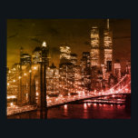 Poster Pop Art Brooklyn Bridge New York Night<br><div class="desc">New York - Photo de l'Art numérique des gratte-ciel de Manhattan</div>