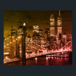 Poster Pop Art Brooklyn Bridge New York Night<br><div class="desc">New York - Photo de l'Art numérique des gratte-ciel de Manhattan</div>