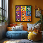 Poster Pop Art Cartographie Tiger Grille Plaisir Mur Art<br><div class="desc">Cette grille de tigres de dessin animé pop art, dynamique et ludique, présente une collection de tigres expressifs aux couleurs vives et audacieuses. Parfait pour les amoureux des animaux ou comme un ajout fantaisiste à n'importe quel espace, cet art mural gai et moderne est idéal pour les chambres pour enfants,...</div>