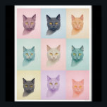 Poster Pop Art cat Photo Moderne tendance Bloc de couleur<br><div class="desc">Pop Art Chien Photo Moderne tendance Retro Colour Block Poster</div>