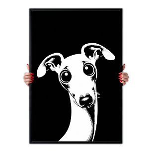 Poster Pop Art Chien Italien Adorable Blanc & Noir