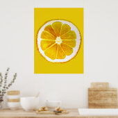 Poster Pop art citron tranche de fruits d'origine aquarel (Cuisine)