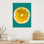 Poster Pop art citron tranche de fruits d'origine aquarel (Cuisine)