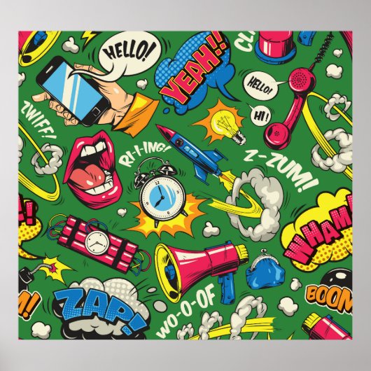 Poster Pop Art : Comic coloré sans joint (Devant)