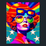 Poster Pop Art cool et lunettes de soleil<br><div class="desc">Cette création pop art vous emmènera dans un voyage vers le passé super, avec une touche audacieuse et élégante. Une fille fascinante et psychédélique, portant une paire de lunettes de soleil cool, se heurte aux étoiles dynamiques et raye l'arrière - plan. L'ambiance rétro, associée au design pop art moderne, fait...</div>