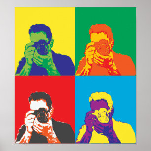 Poster Pop Art Couleurs Vives Photographe Appareil Photo 
