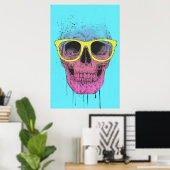 Poster Pop art crâne avec lunettes (Bureau à domicile)