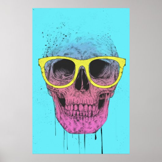 Poster Pop art crâne avec lunettes (Devant)