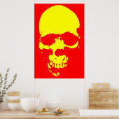 Poster Pop Art crâne rouge et jaune (Cuisine)