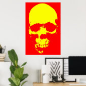 Poster Pop Art crâne rouge et jaune (Bureau à domicile)