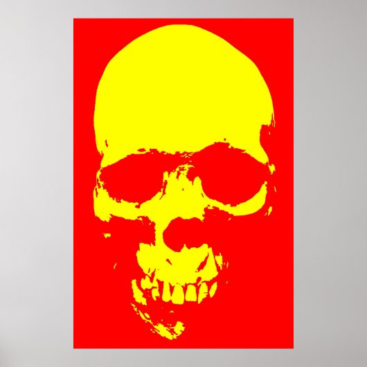 Poster Pop Art crâne rouge et jaune (Devant)