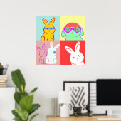 Poster Pop Art Cute Rabbits (Bureau à domicile)