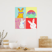Poster Pop Art Cute Rabbits (Cuisine)