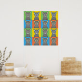 Poster Pop-Art de dessin de chat bleu russe (Cuisine)