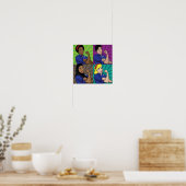 Poster Pop art de Rosie la riveteuse multiculturelle port (Cuisine)