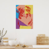 Poster Pop Art Effet Australian Shepherd / Amoureux des c (Cuisine)