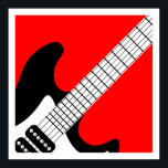 Poster Pop Art Electric Guitare<br><div class="desc">Poster de guitare électrique Pop Art en noir et blanc sur rouge.</div>