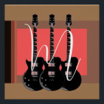 Poster Pop Art Electric Guitare Monogramme initial<br><div class="desc">Instruments de musique Dessins graphiques Illustrations</div>