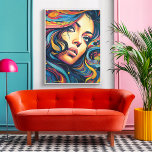 Poster Pop Art femme<br><div class="desc">C'est une affiche amusante dans un style pop art du visage d'une femme aux couleurs vives pour décorer votre chambre,  salon,  bureau avec.</div>