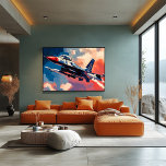 Poster Pop Art Fighter Jet - Soaring Aviation Art<br><div class="desc">Cette scène pop art dynamique présente un puissant avion de chasse qui s'envole dans un ciel coloré, captant l'excitation et la puissance de l'aviation. Parfait pour les amateurs d'aviation et ceux inspirés par le vol, cette oeuvre fait une déclaration audacieuse dans n'importe quelle pièce. Customisez le numéro de la queue,...</div>