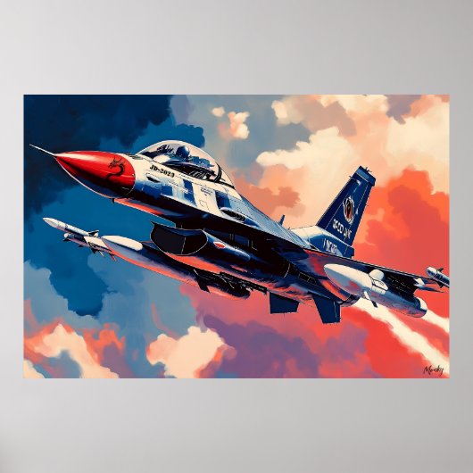 Poster Pop Art Fighter Jet - Soaring Aviation Art (Devant)