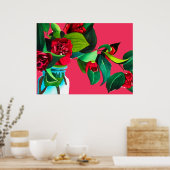 Poster Pop Art fleurs originale aquarelle fleurs rouge (Cuisine)