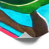 Poster Pop Art fleurs originale aquarelle fleurs rouge (Coin)