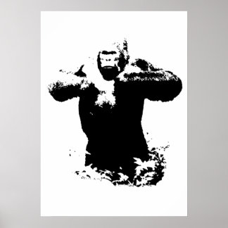 Poster Pop Art Gorilla battre la poitrine Animaux sauvage