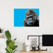 Poster Pop Art Gorilla Blue Grey (Bureau à domicile)