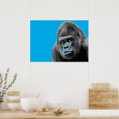 Poster Pop Art Gorilla Blue Grey (Cuisine)