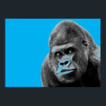 Poster Pop Art Gorilla Blue Grey<br><div class="desc">Digital Computer Animal Art - College Pop Art - Wild Animal Computer Images</div>