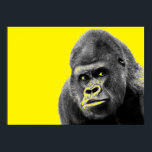 Poster Pop Art Gorilla Jaune Grey<br><div class="desc">Digital Computer Animal Art - College Pop Art - Wild Animal Computer Images</div>