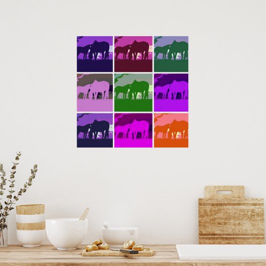 Poster Pop Art Hors & Sunset Artwork (Cuisine)