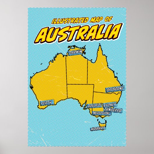 Poster Pop Art Illustré Australie  (Devant)