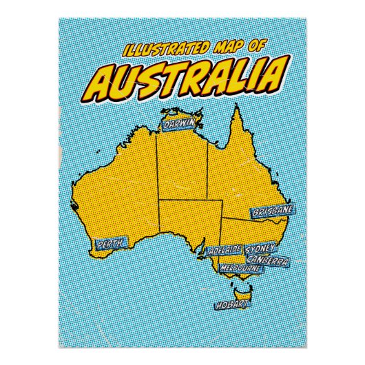 Poster Pop Art Illustré Australie  (Devant)