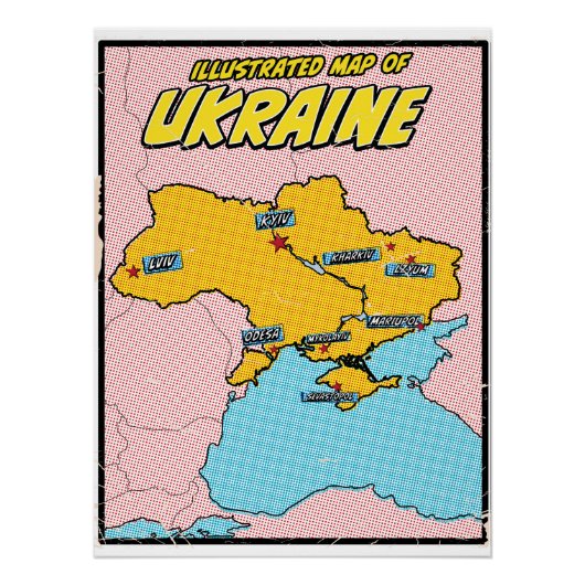 Poster Pop Art Illustré Ukraine (Devant)