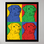 Poster Pop Art Labrador Retriever<br><div class="desc">"Pop Art Labrador Retriever", graphisme dessiné par bCreative montre un profil emblématique d'un chien dans une pièce pop art à quatre panneaux ! Cela fait un grand cadeau pour la famille, les amis ou un régal pour vous-même! Ce graphisme amusant est un grand ajout au style de n'importe qui. bCreative...</div>
