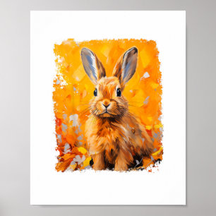 Poster Pop Art Lapin Coloré Lapin Orange